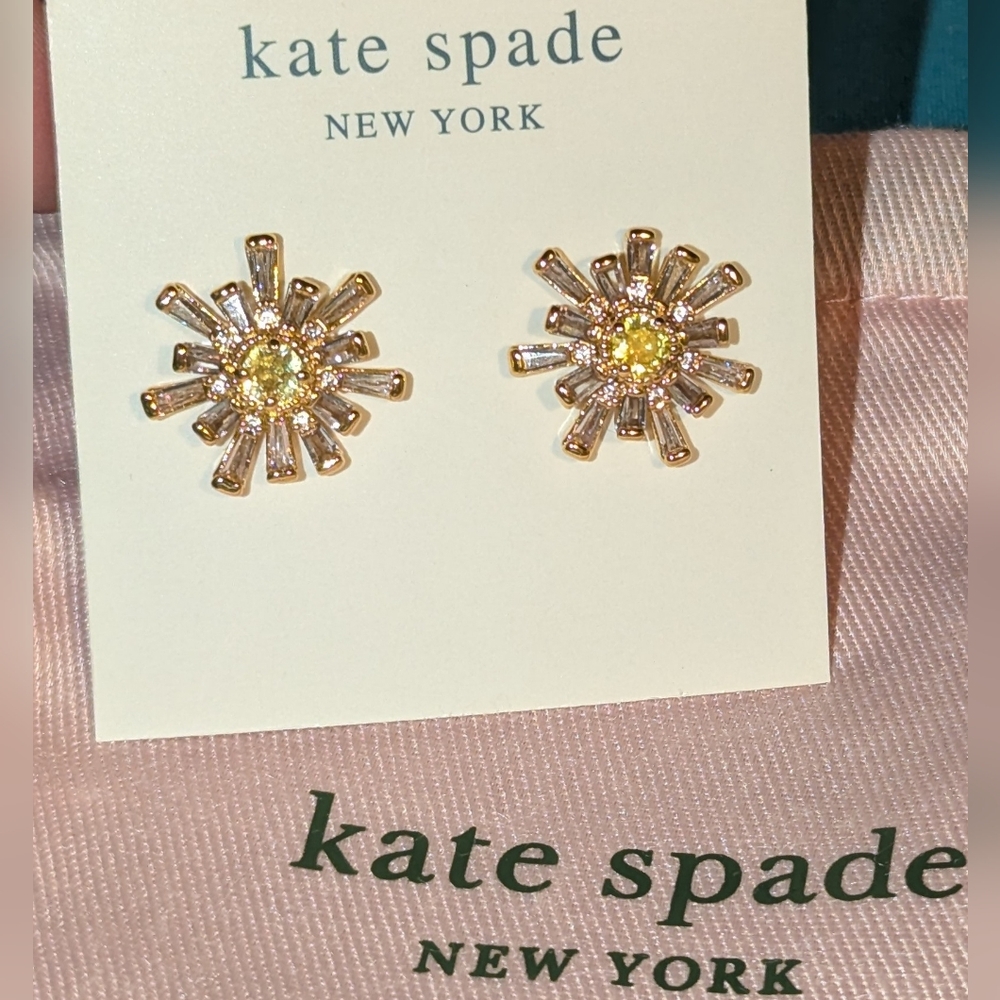 NWT Kate Spade Sunny Studs - Gold/Clear/Yellow